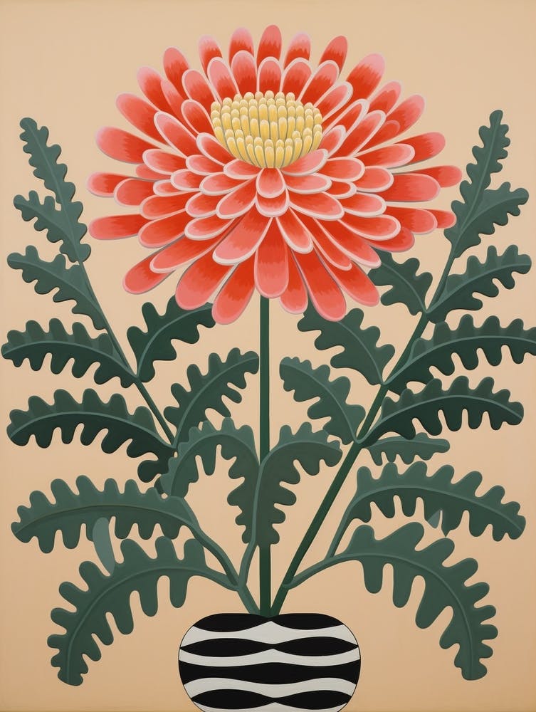 Peinture motif floral Chrysanthème 1