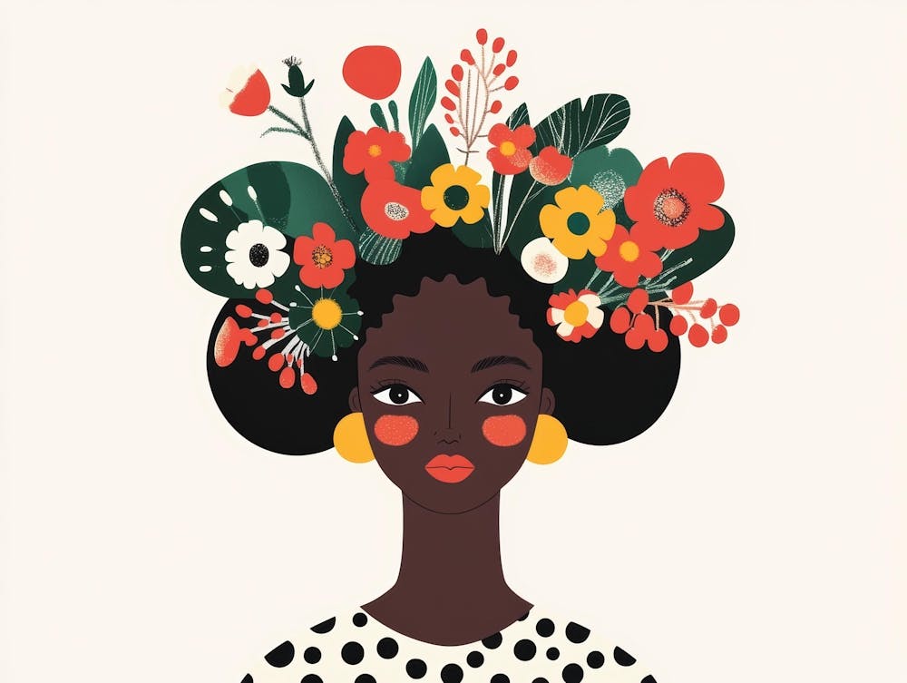 Black Girl With Flowers On Her Head