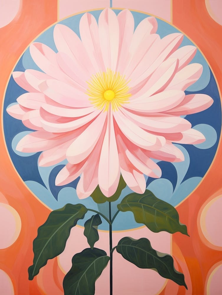 Chrysanthemum 5 Hilma Af Klint Inspired Pastel Flower Painting