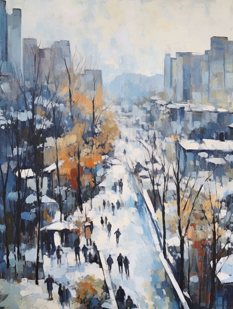 Winter City Park Painting High Line Park New York City 4