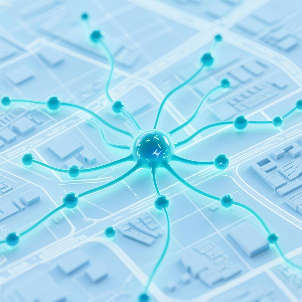 Blue Network On A City Map