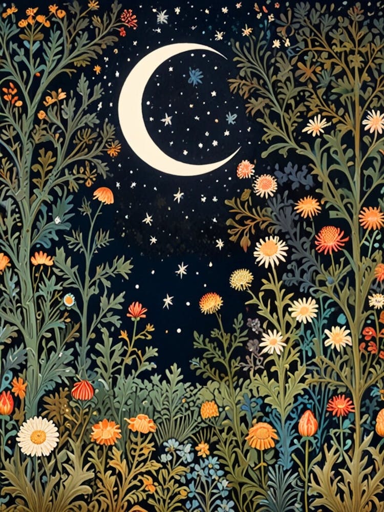 William Morris Moon And Flowers 33
