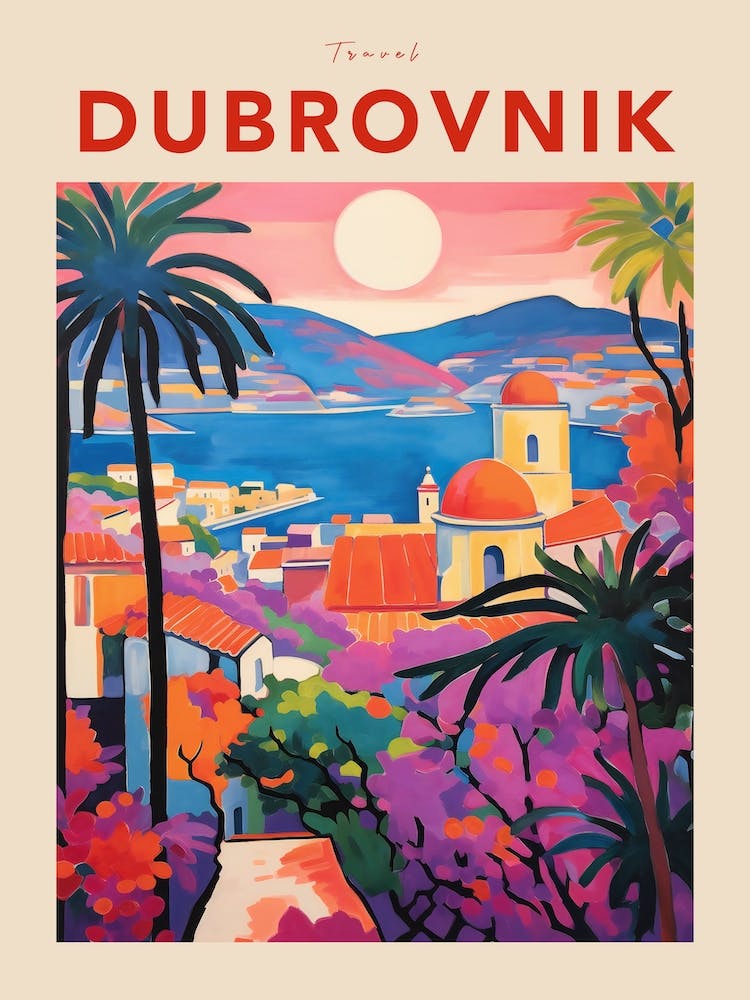 Dubrovnik Croatia Fauvist Travel Poster