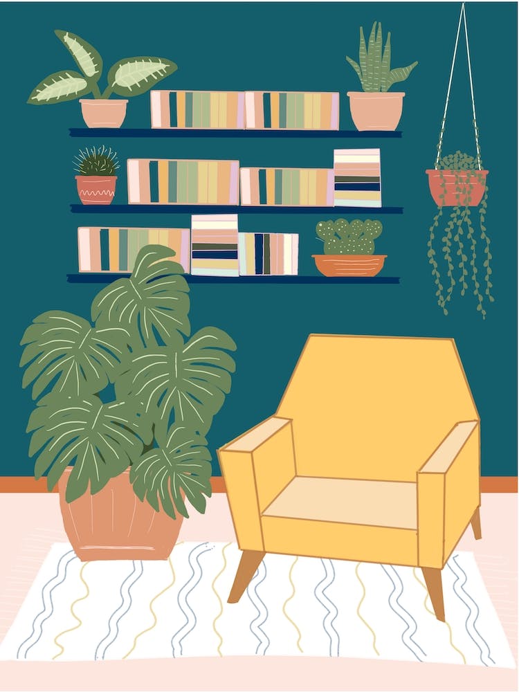 Gold Chair And Plant