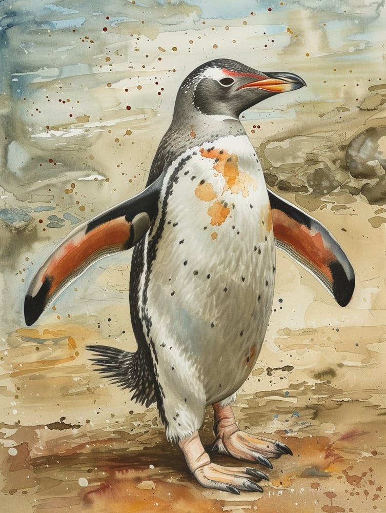 Humboldt Penguin Cooper Bay Watercolour Painting 2