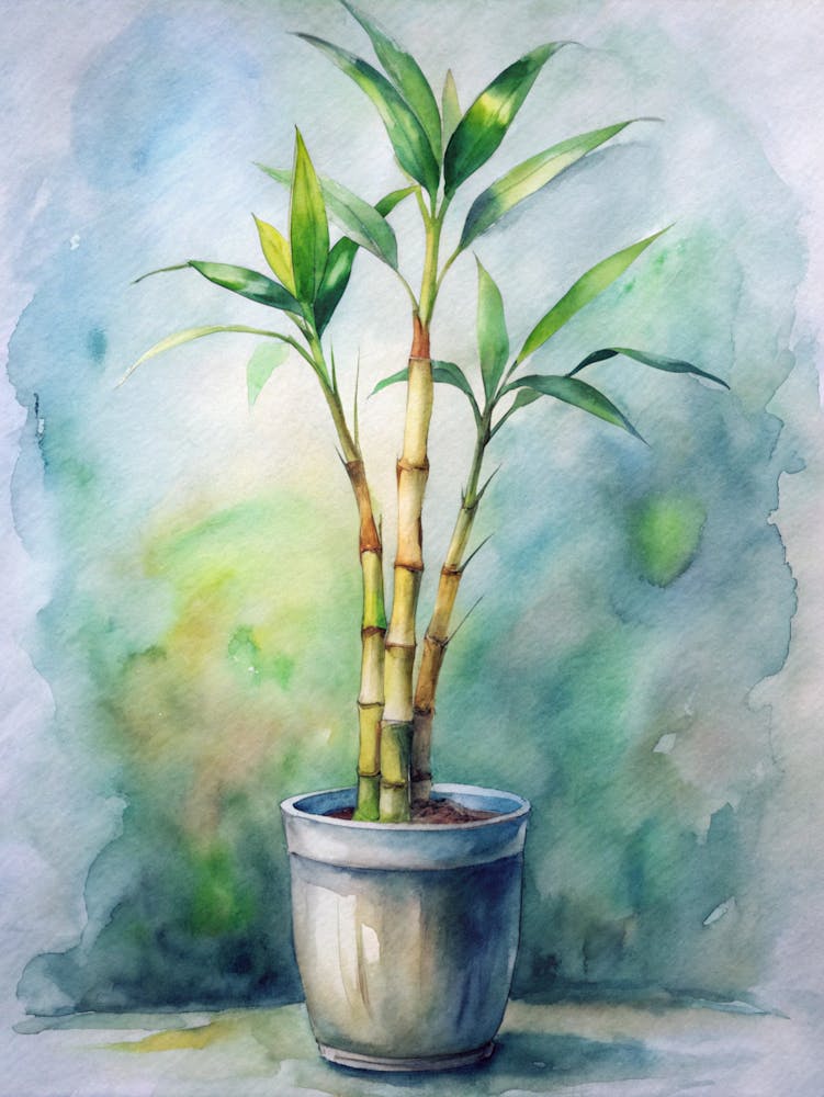 Bamboo Plant Watercolor Painting
