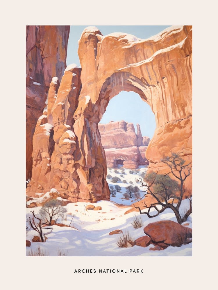 Dreamy Winter National Park Poster  Arches National Park United States 4