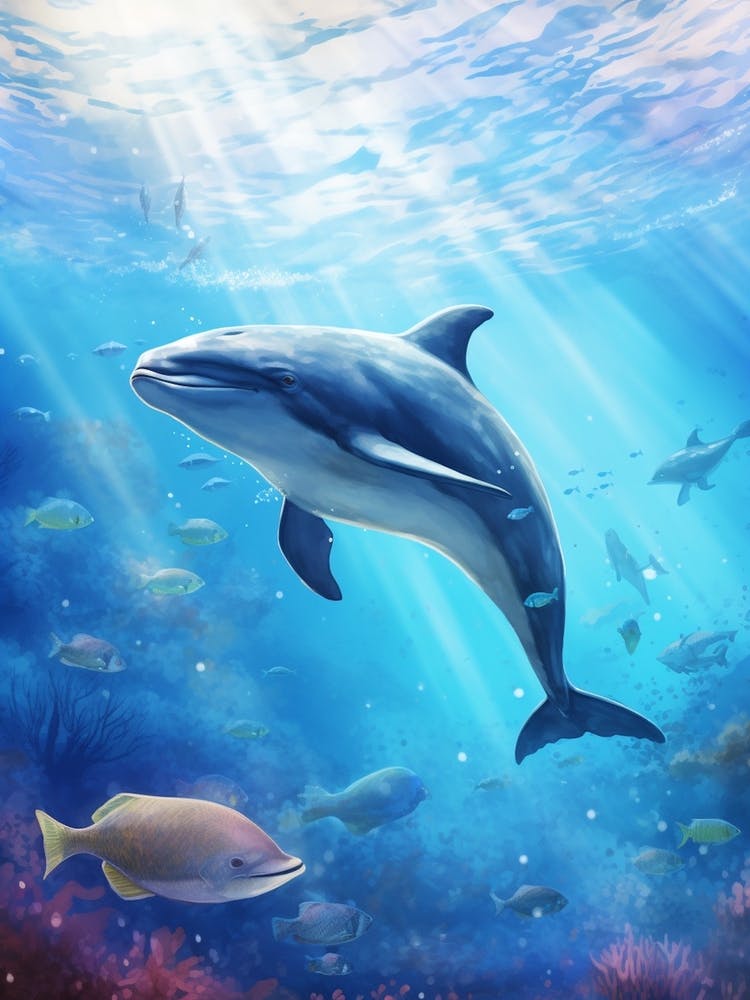 Happy Dolphin In Ocean 4