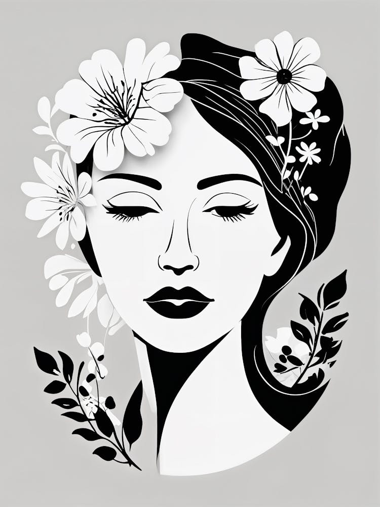 Portrait Of A Woman With Flowers no1