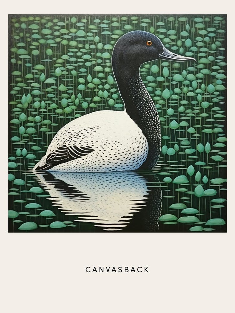 Ohara Koson Inspired Bird Painting Canvasback 1 Poster