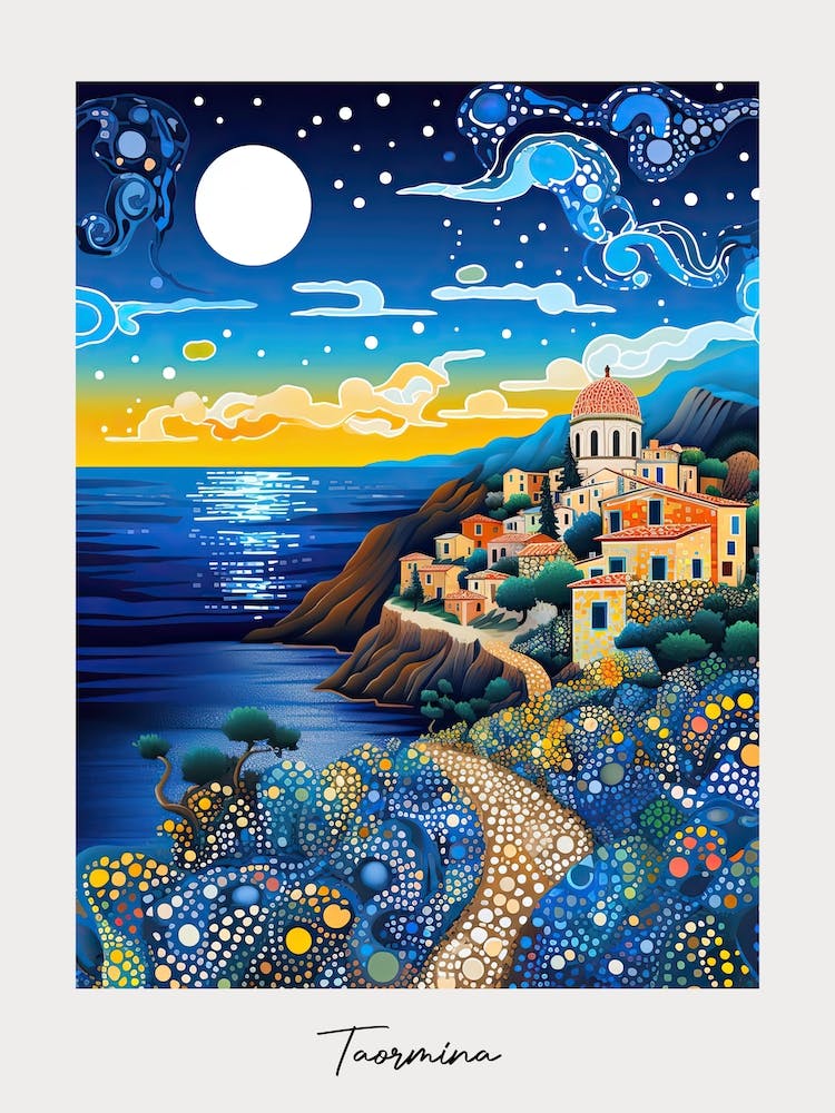Poster Of Taormina, Italy, Illustration In The Style Of Pop Art 2