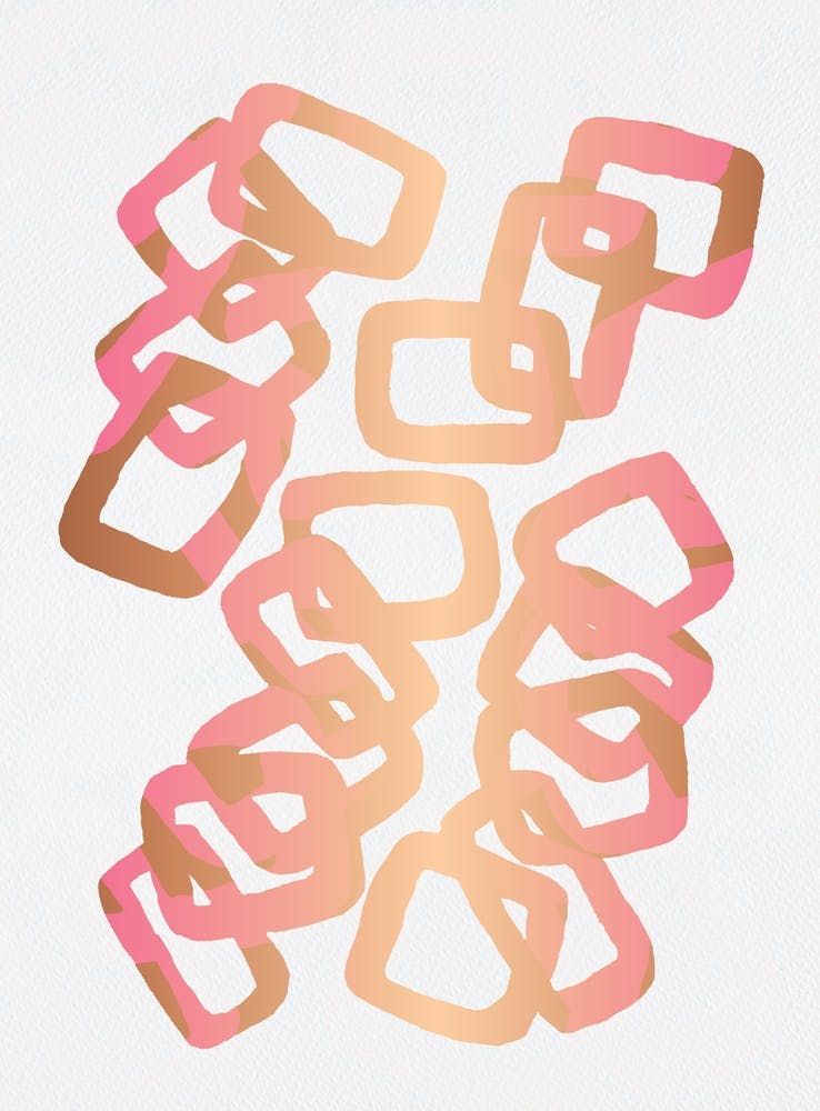 Gold Pink Rectangle Chain