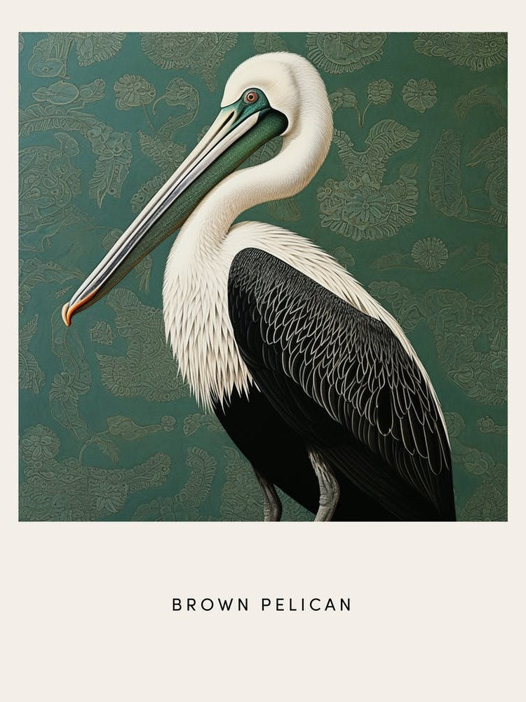 Ohara Koson Inspired Bird Painting Brown Pelican 5 Poster