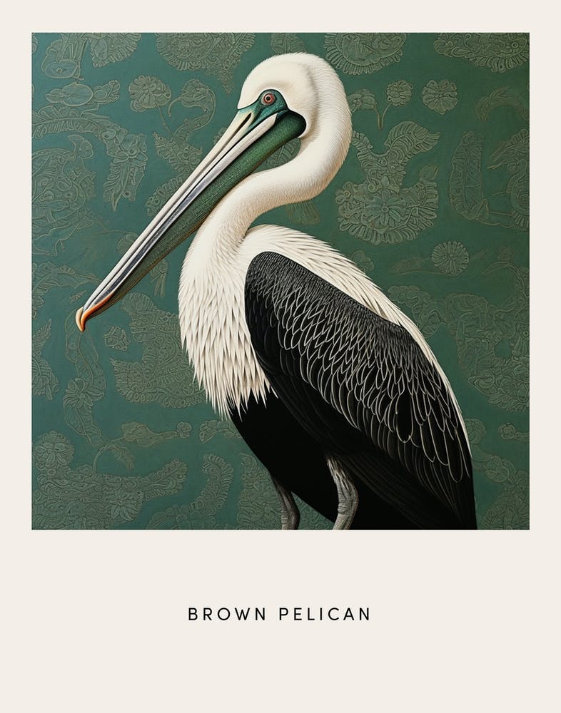 Ohara Koson Inspired Bird Painting Brown Pelican 5 Poster