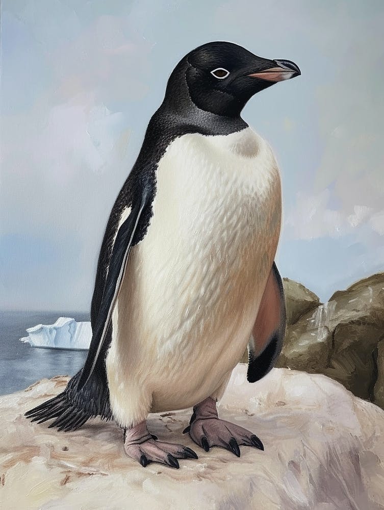 Adlie Penguin Saunders Island Oil Painting 4