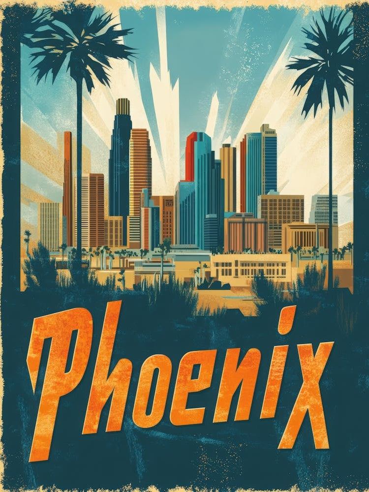 Aihrgdesign A 1970s Inspired Travel Poster For Phoenix Depict Caaf6f18 4bc9 4382 Ae0d Fa5e82171b54 1