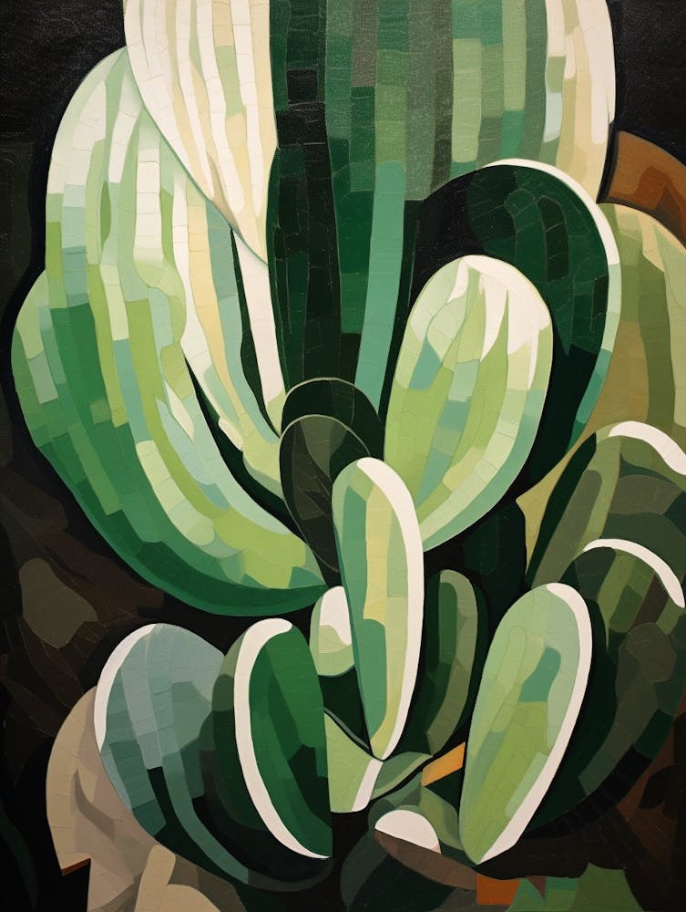 Modern Abstract Cactus Painting Echinocereus Cactus 1