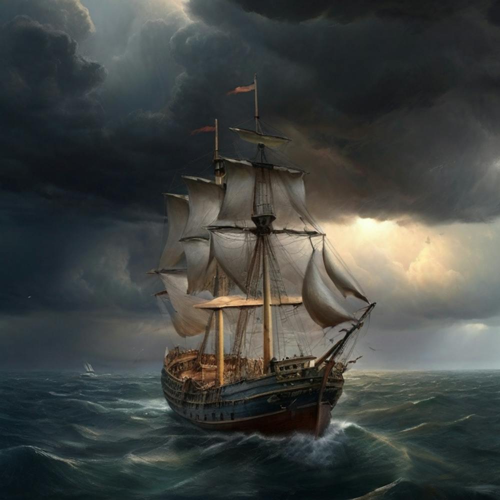 Ship In Stormy Sea.10