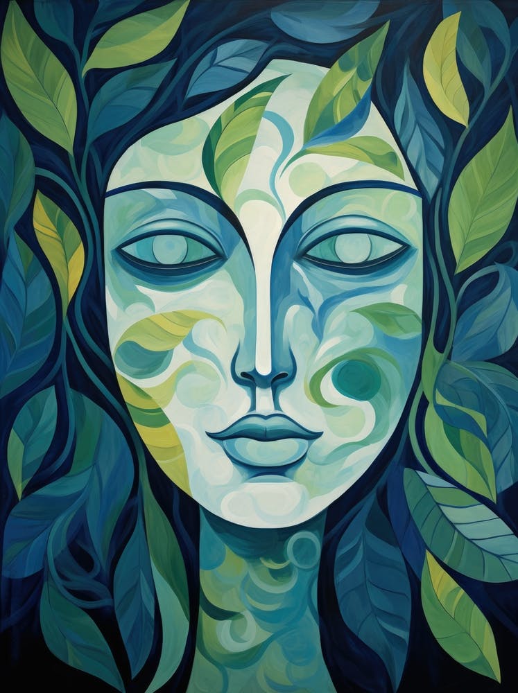 Woman With Leaves On Her Face 3