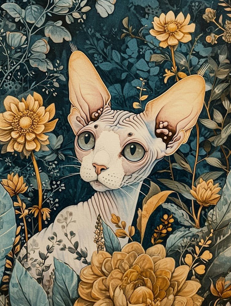 Sphynx Cat Japanese Illustration 1