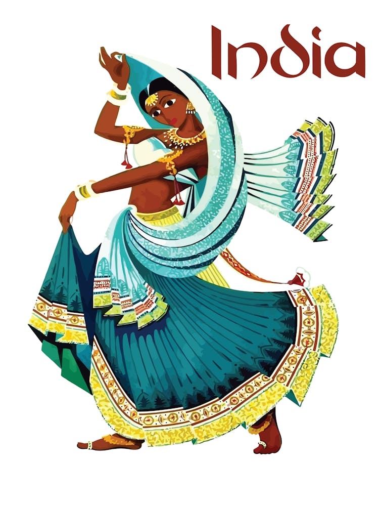 India, Dancing Girl in Traditional Costume