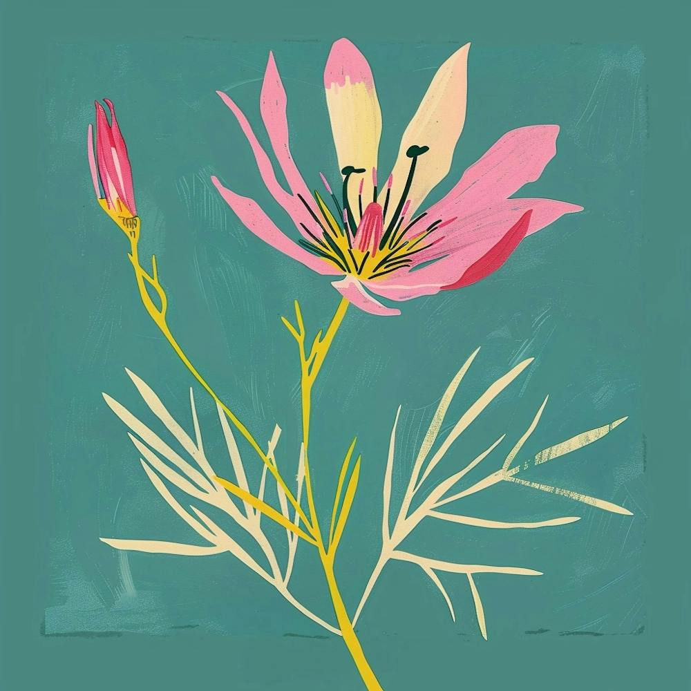 Love In A Mist 5 Square Flower Illustration