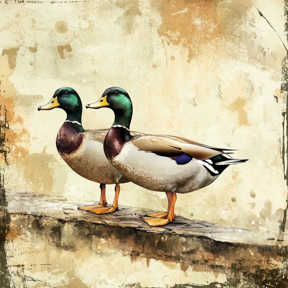 Watercolor Rustic Wild Ducks 4