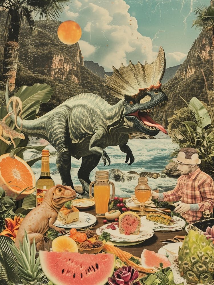 Abstract Dinosaur Jurassic Retro Collage 1
