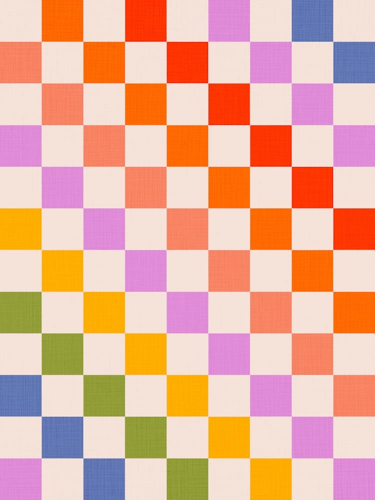 Retro Diagonal Check pattern in Rainbow colours
