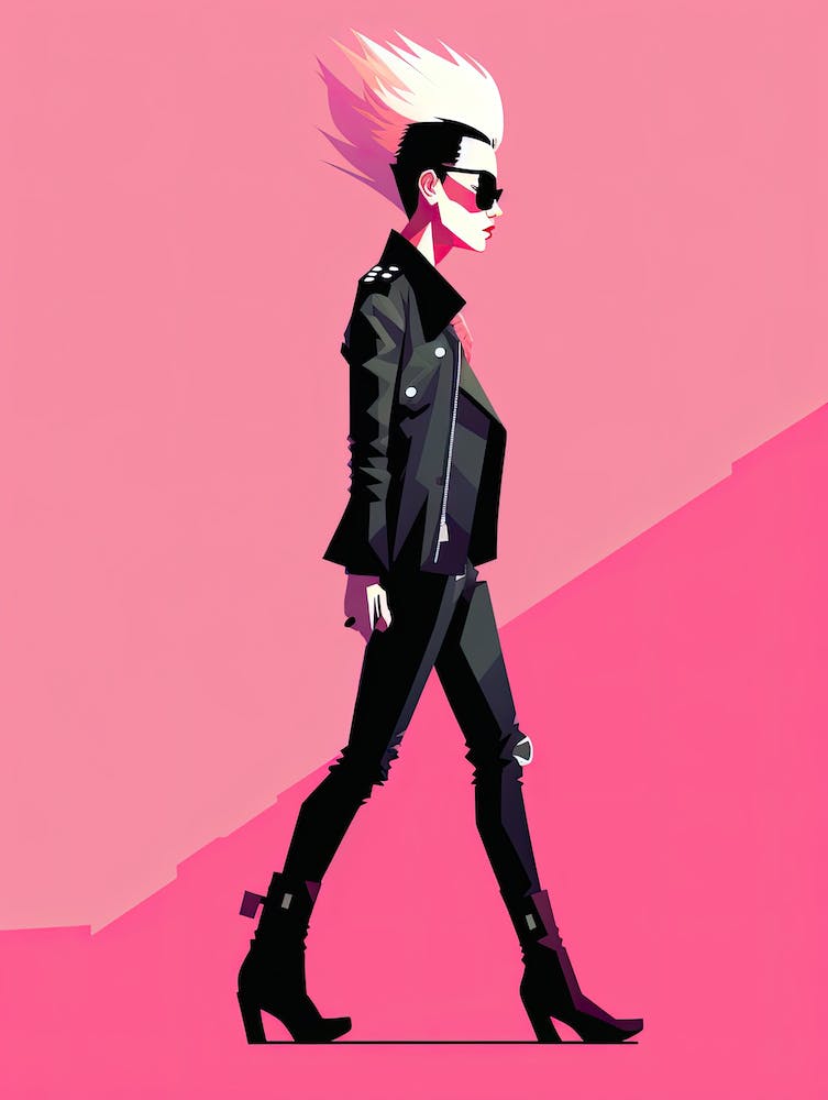 Girl In Black And Pink