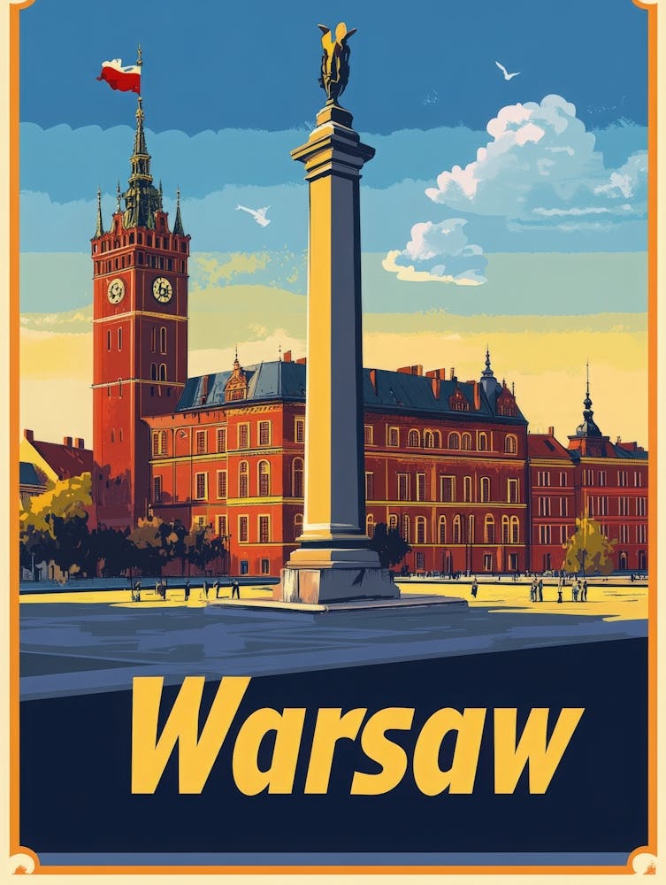 Aihrgdesign A Retro Travel Poster For Warsaw 5