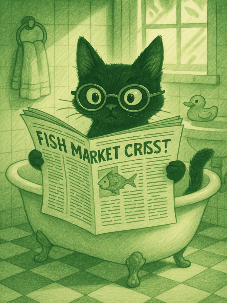 Black Cat Reading A Newspaper 3