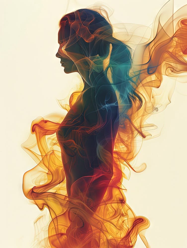 Silhouette Of A Woman In Smoke 1