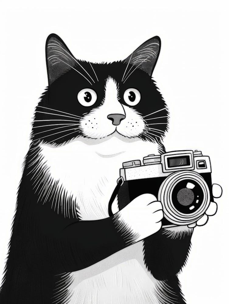 Cat Holding A Camera