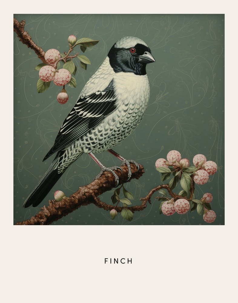 Ohara Koson Inspired Bird Painting Finch 1 Poster