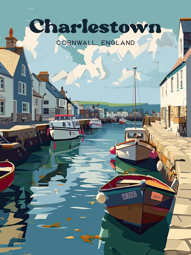 Charlestown Cornwall England Digital Travel Art
