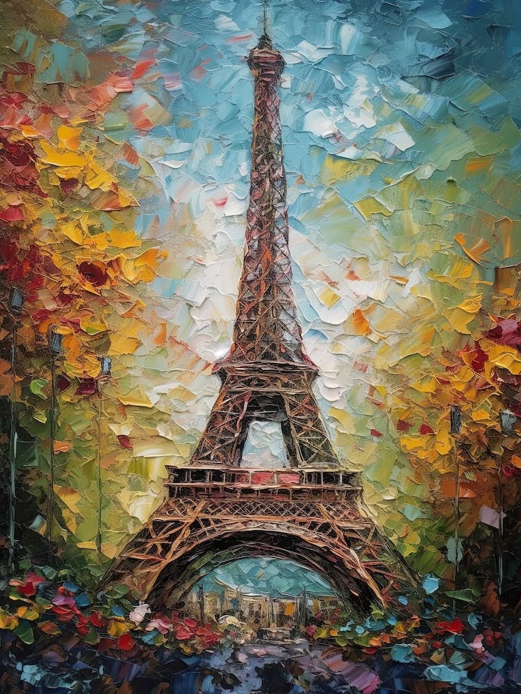 Eiffel Tower Paris France Vincent Van Gogh Style 2