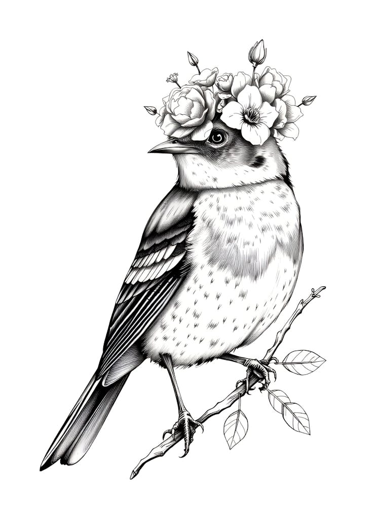 Bird In A Flower Crown
