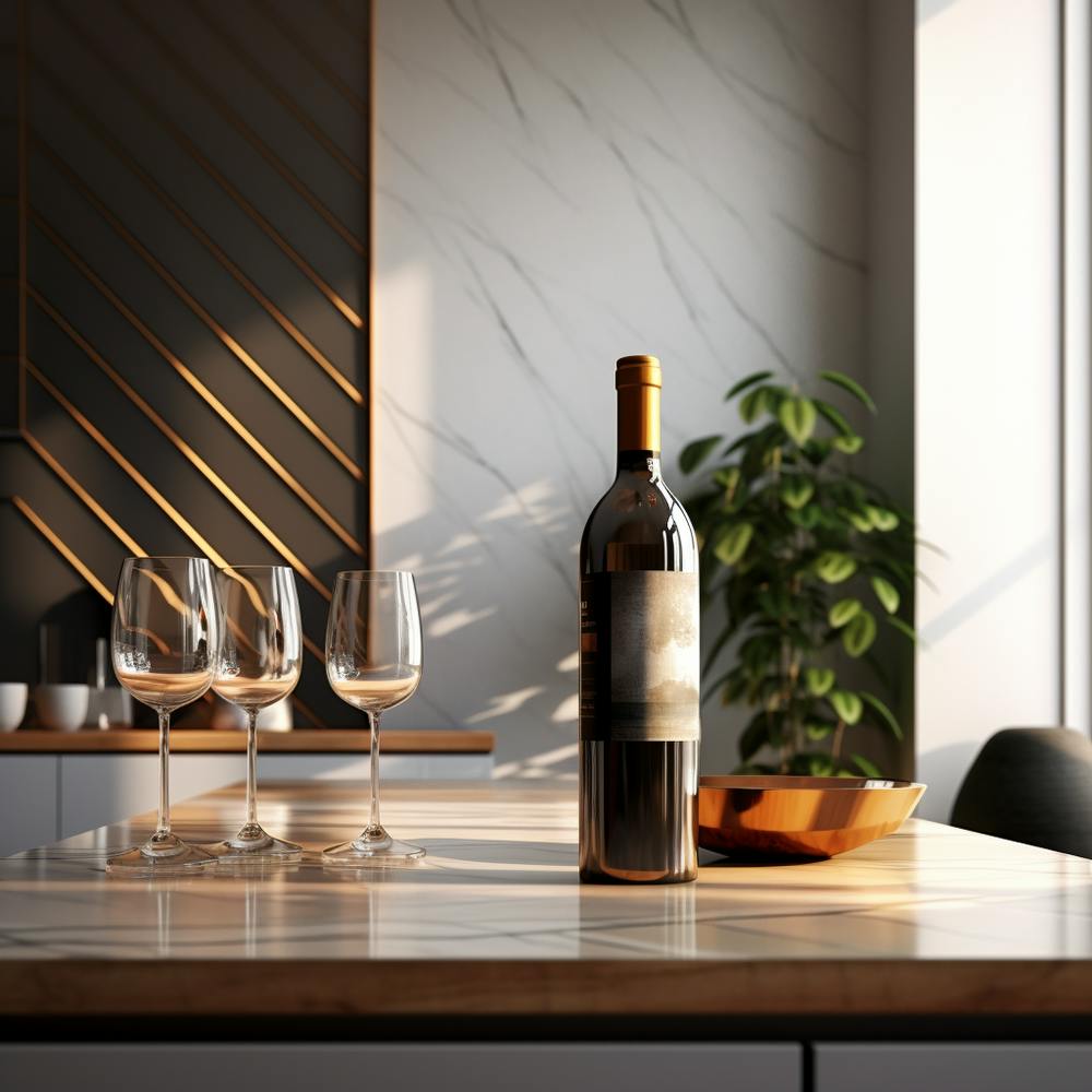 Bottle Of Wine On A Kitchen Counter