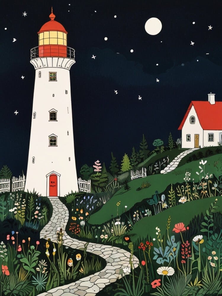 William Morris Lighthouse At Night