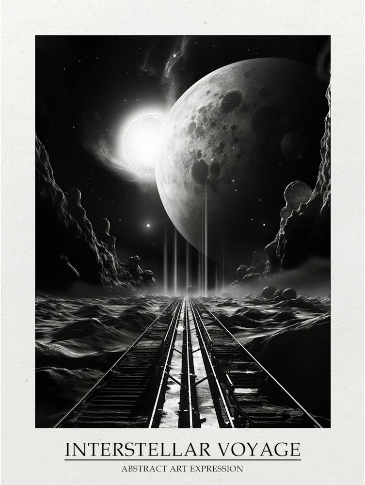 Interstellar Voyage Abstract Black And White 8 Poster