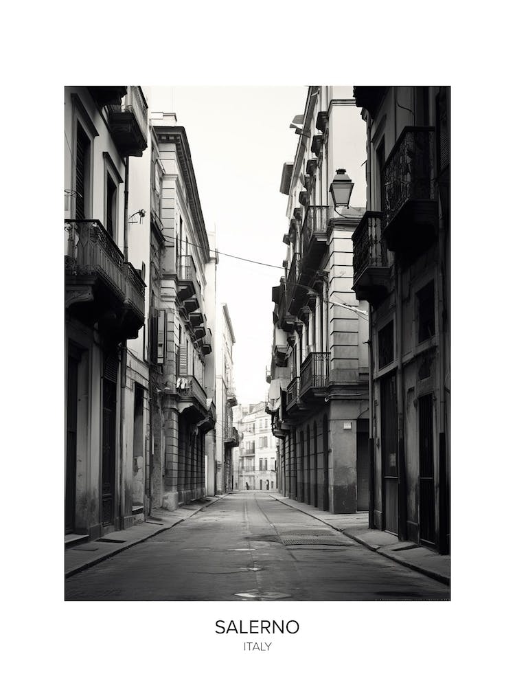 Poster Of Salerno, Italy, Black And White Photo 3