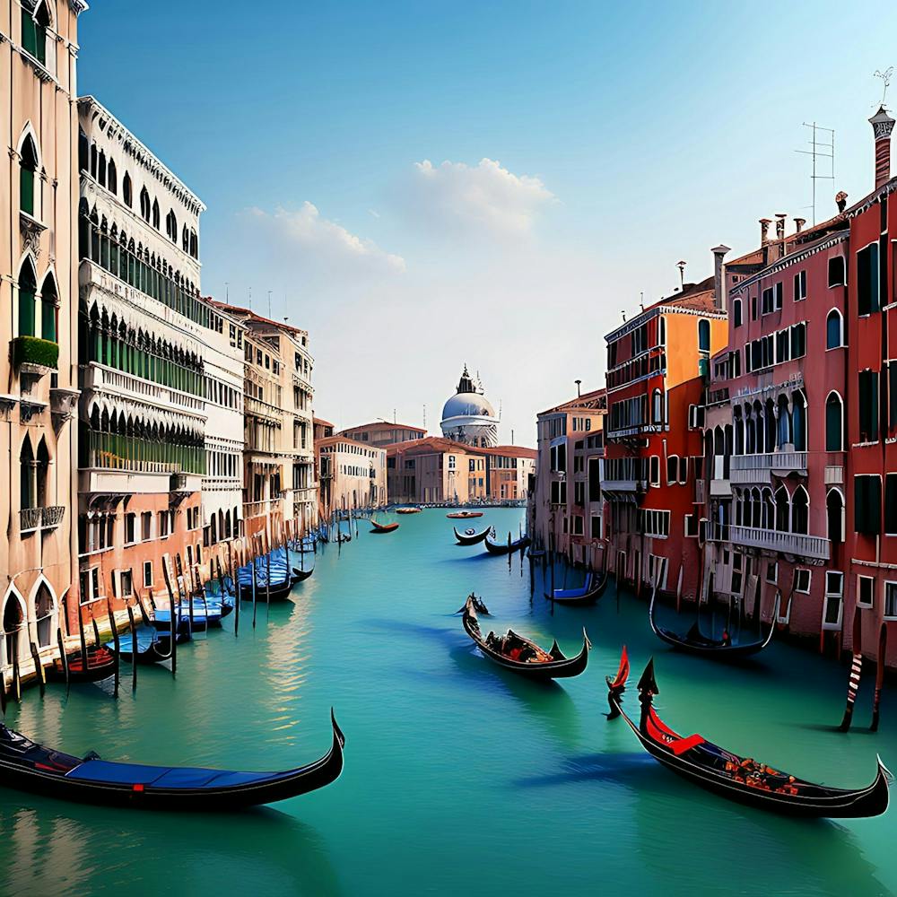 Gondolas on the Gran Canal in Venice, Italy.
