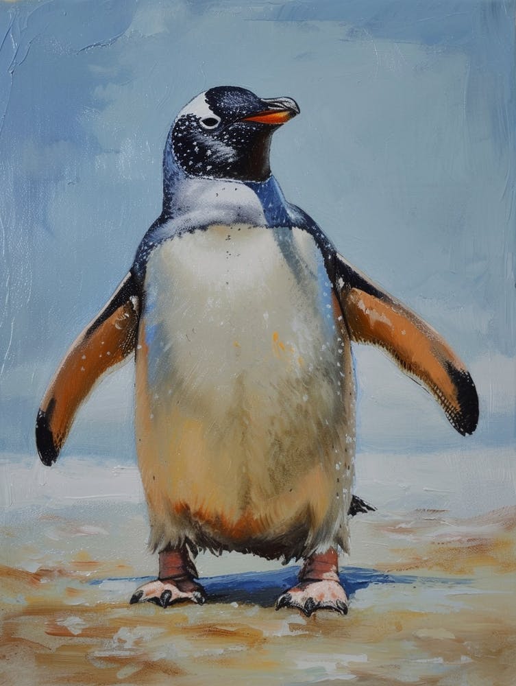 Adlie Penguin Livingston Island Oil Painting 1