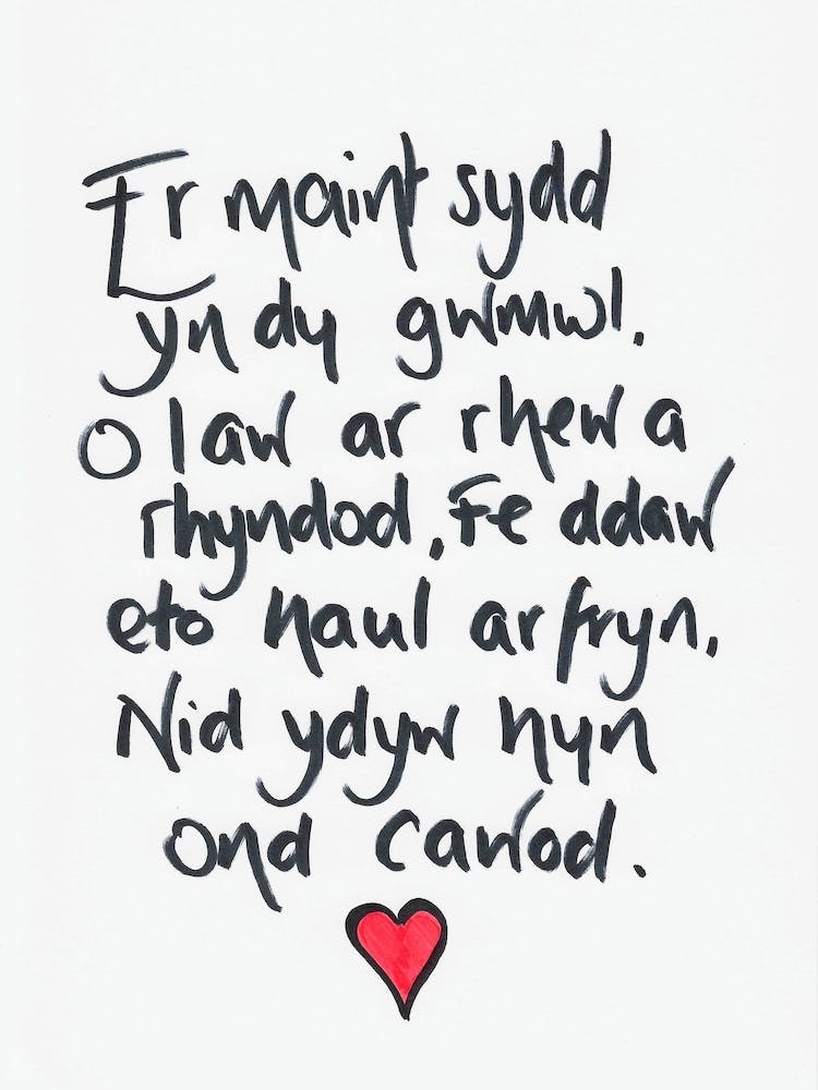 Welsh Handwritten Quote Nid Ydyw Hyn Ond Cawod