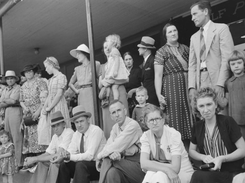 People Waiting On Sidewalk For Parade, National Rice Festival, Crowley, Louisiana By Russell Lee