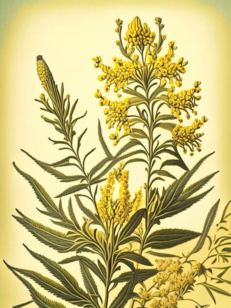 Goldenrod 1 Floral Botanical Vintage Poster Flower