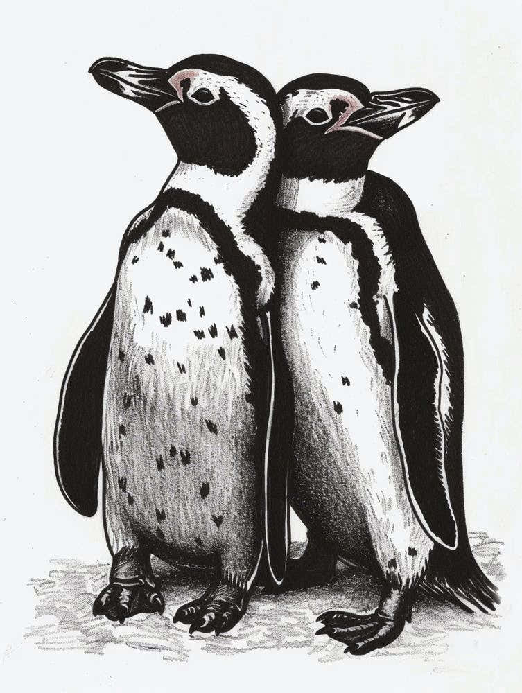 African Penguin Huddling For Warmth 1