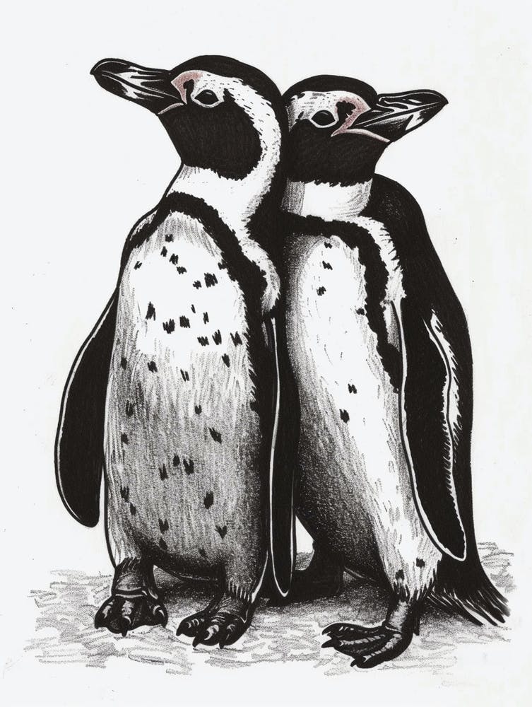 African Penguin Huddling For Warmth 1