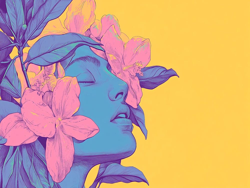 Woman With Flowers On Her Head 6